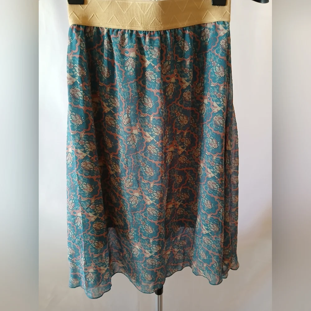 Lularoe Lola Teal and Gold Skirt Size XS‎ NWT